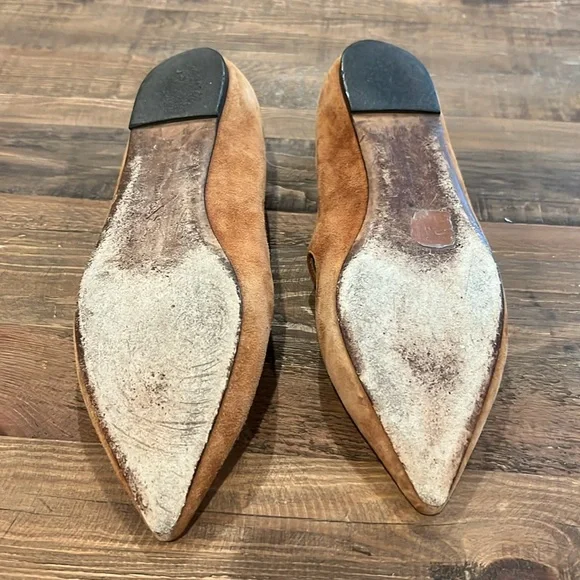 Tabitha Simmons Tan Suede Flats with Mary Jane Strap - Picture 6 of 6